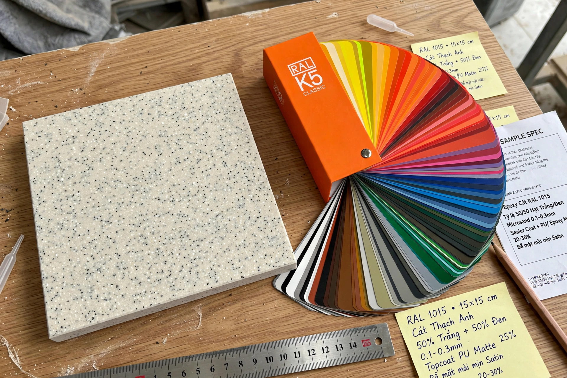 SÀN EPOXY CÁT MÀU RAL 1015 LIGHT IVORY