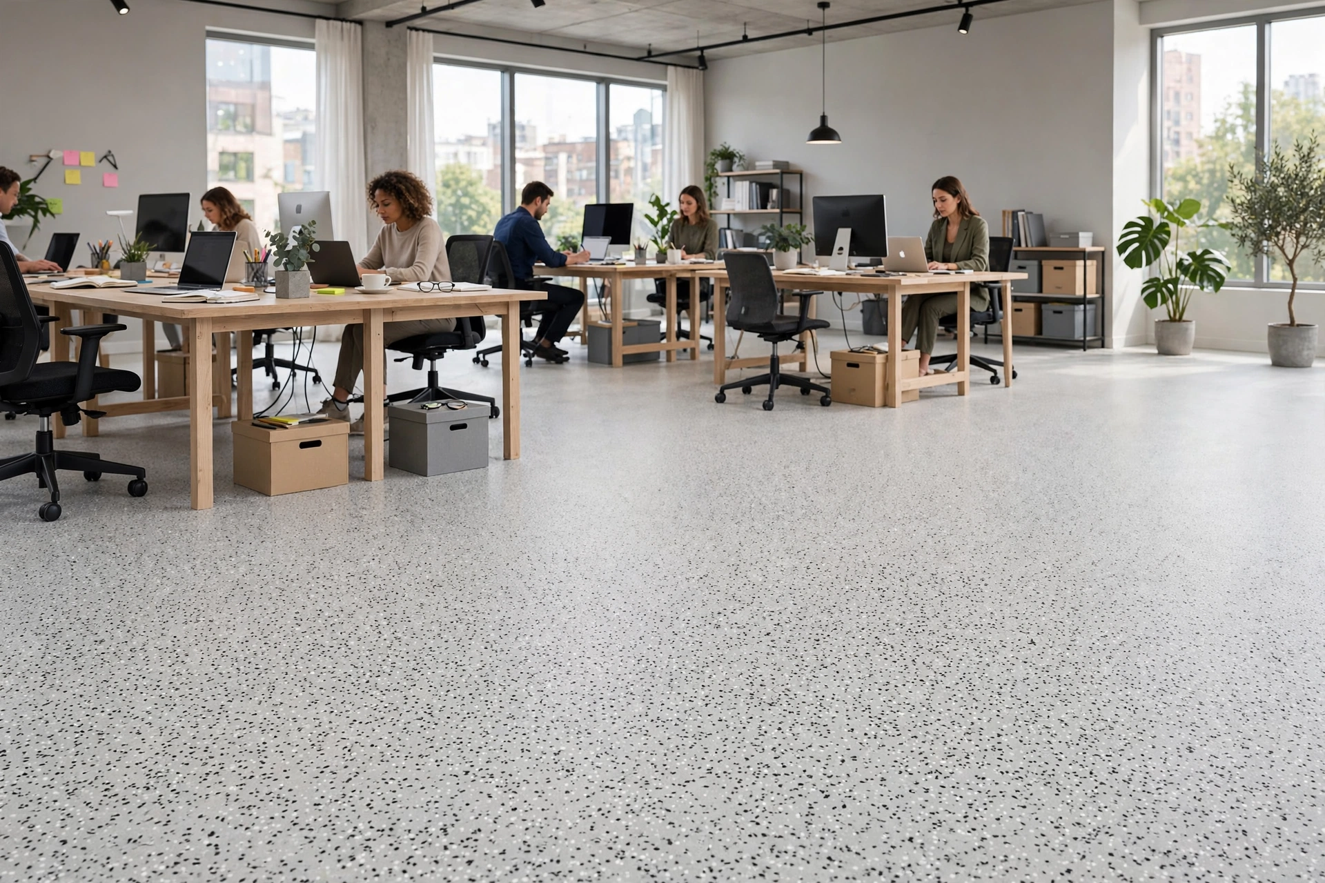 SÀN EPOXY CÁT MÀU RAL 7035 LIGHT GREY