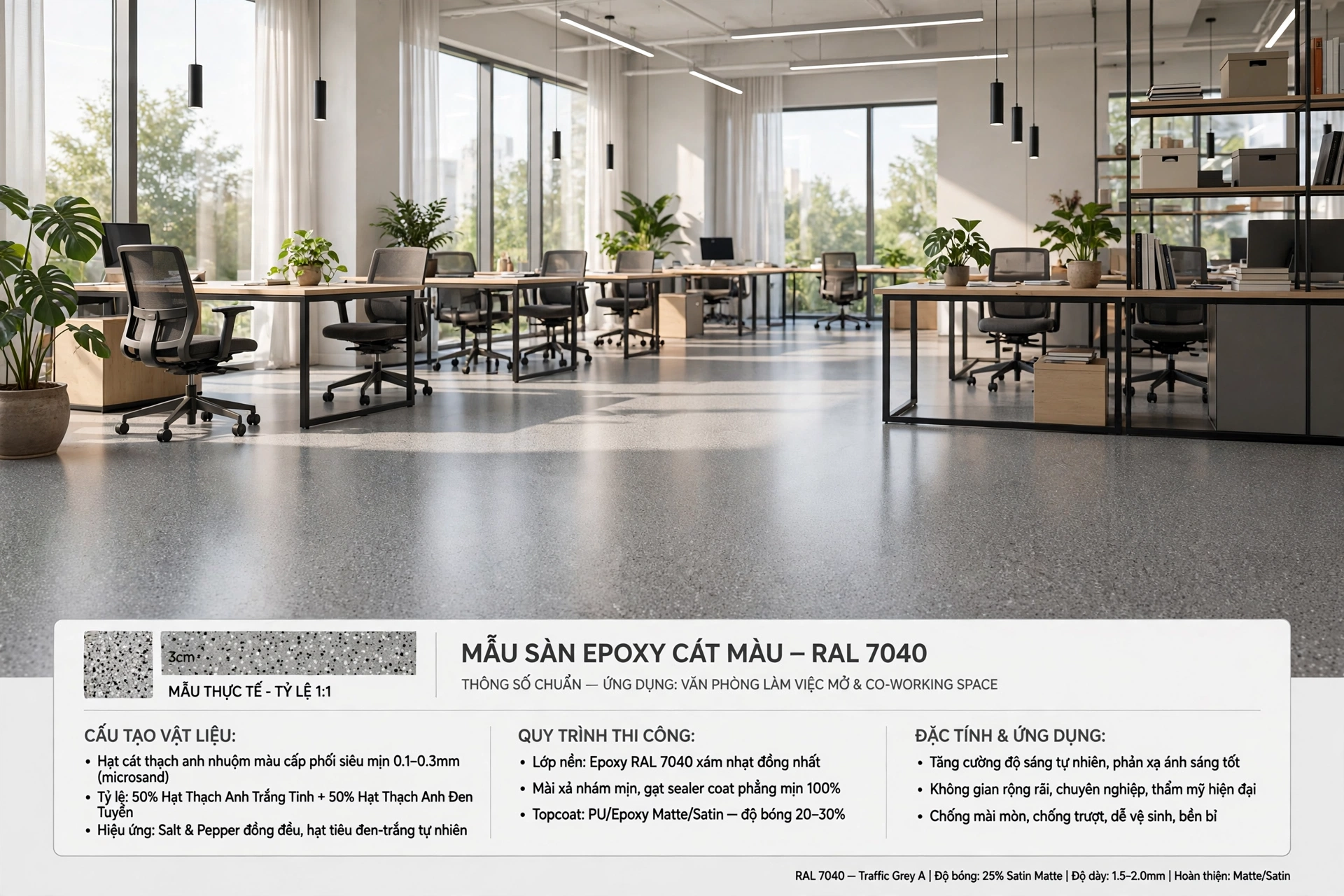 SÀN EPOXY CÁT MÀU RAL 7040 WINDOW GREY