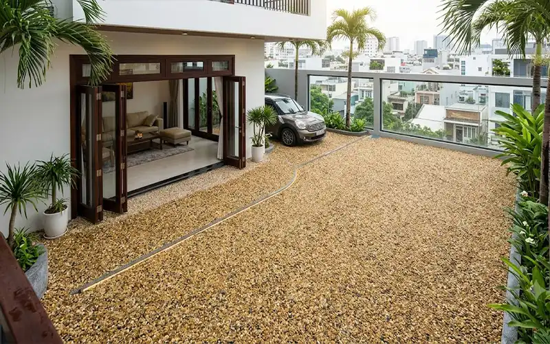 Sàn Sỏi Polymer Tự Nhiên Cho Không Gian Nhà Phố