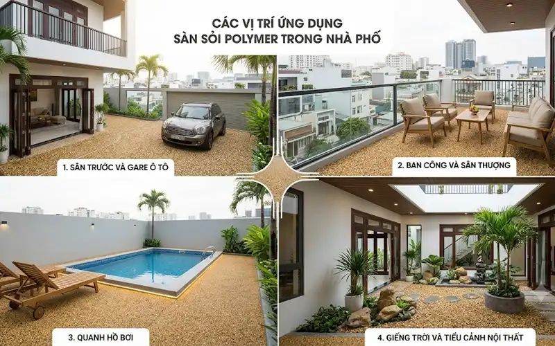 Ứng dụng sàn sỏi polymer trong nhà phố