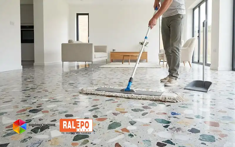 Vệ sinh sàn terrazzo polymer