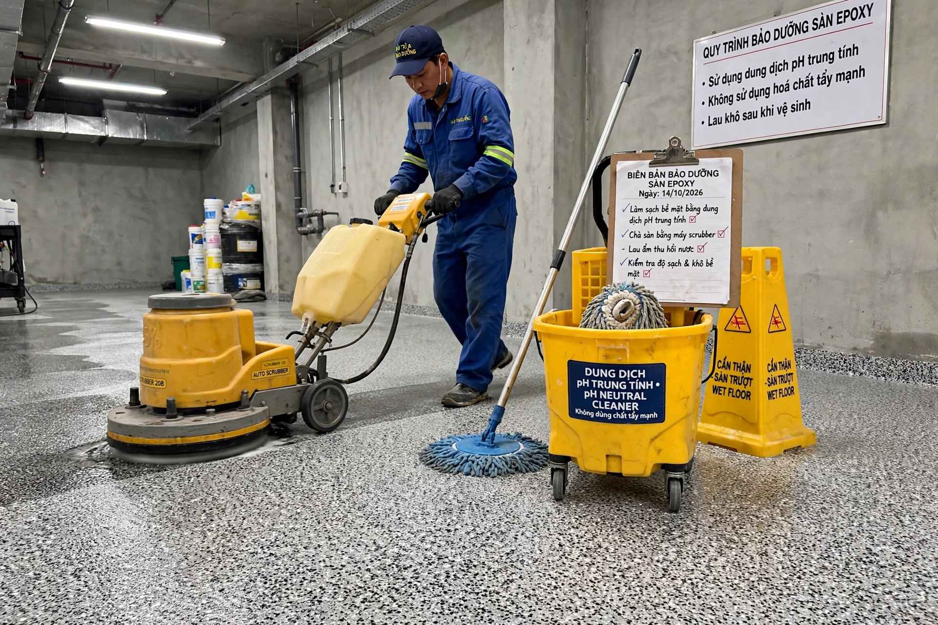 HOÀN THÀNH & BẢO TRÌ SÀN EPOXY CÁT MÀU