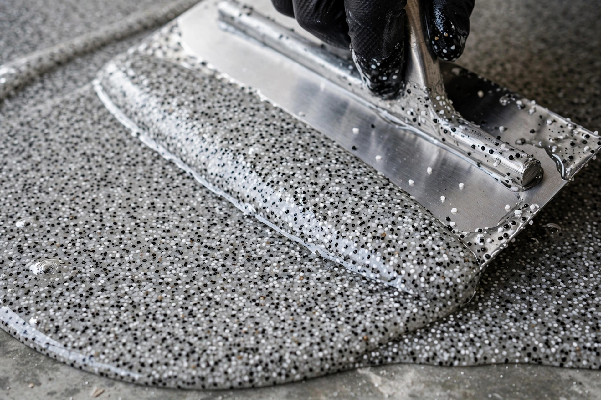 THI CÔNG LỚP EPOXY CÁT MÀU TỰ SAN PHẲNG